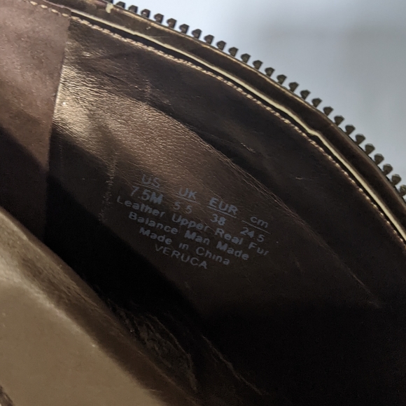 NWOT Carlo's Real Fur Leopard Zipper 4" Heels, peep toe bootie, black, tan, 7.5 - Picture 8 of 11